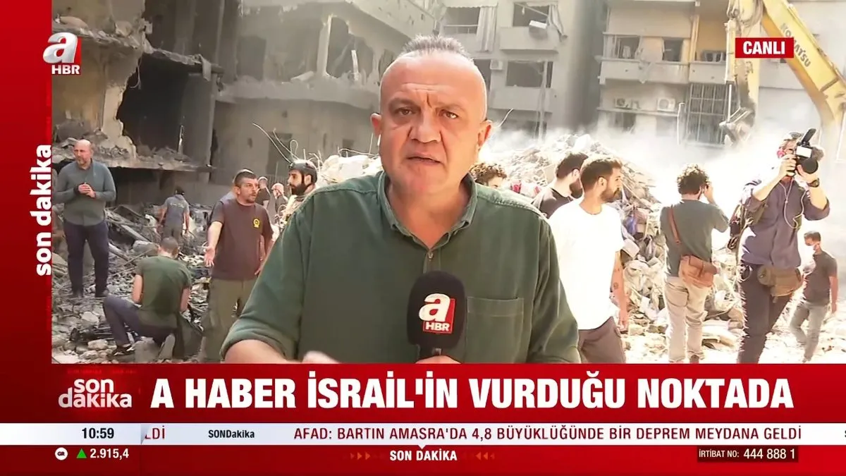 Katil İsrail terör estiriyor! Beyrut’un merkezinde dev enkaz…